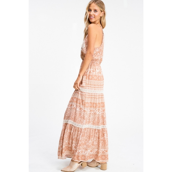 NWT Lace Boho Halter Maxi Dress - Picture 3 of 3